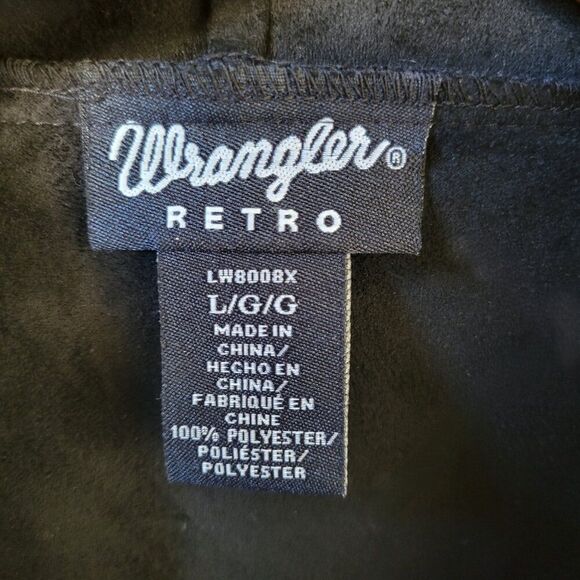 NWT Wrangler Retro Women's Open Front Faux Suede Fringe Jacket Cardigan | Sz L - Picture 3 of 8